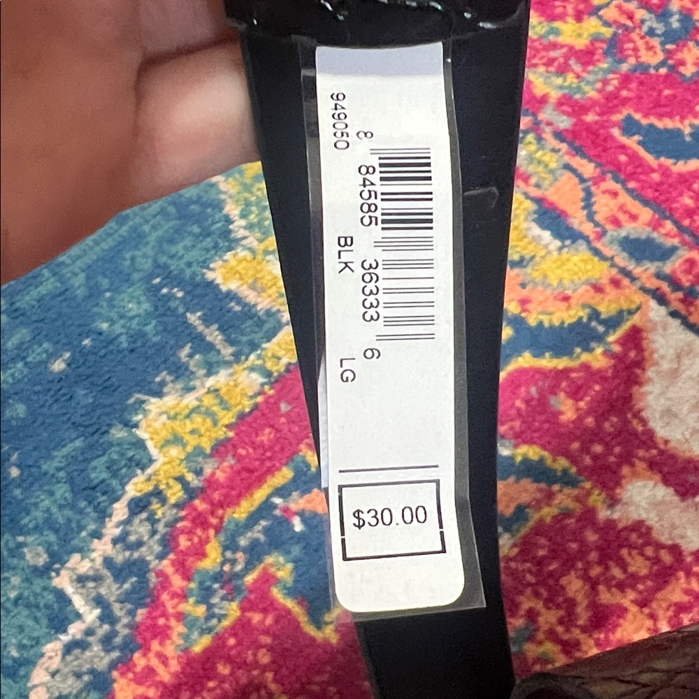Guess Black Croc-Embossed Belt with Silver Oval Buckle - Picture 5 of 6